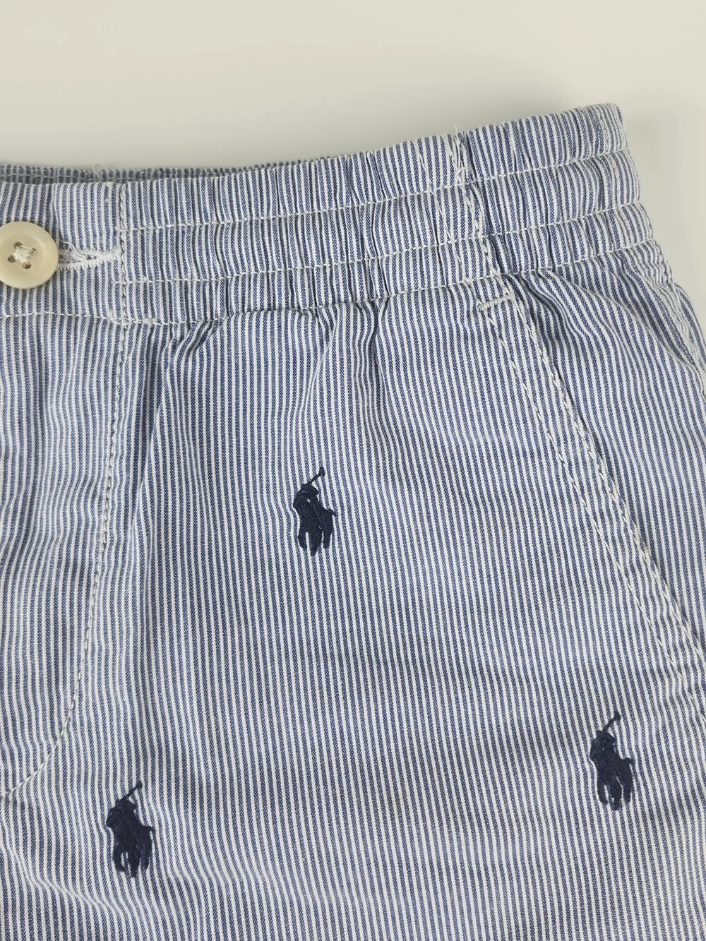 Polo by Ralph Lauren Blue Embroidered Seersucker Boy's Shorts - Picture 2 of 7